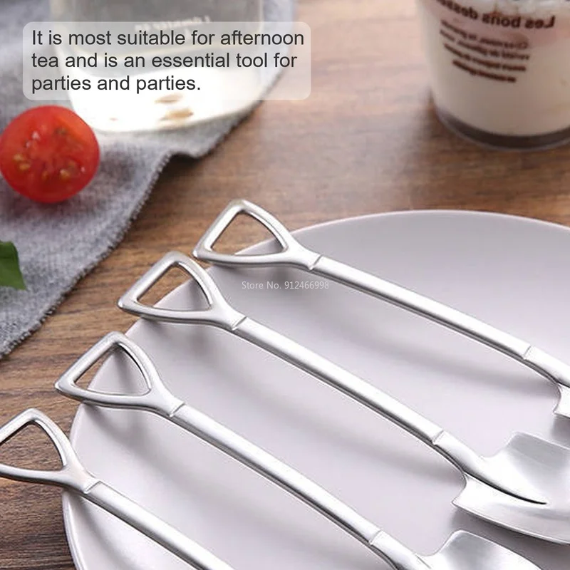 2/4pcs Stainless Steel Spoon Ice Cream Tea Shovel Scoop for Coffee Spoons Kitchen Gadget Cute Square Head Iron Gife | Дом и сад