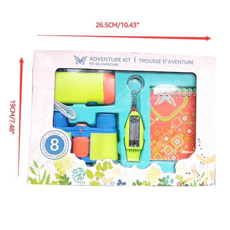 

Kids Adventure Kits Toy Insect Discovery Toy w/ Flashlight Whistle Telescope for Toddler Nature Explore Education Toy