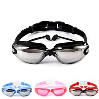 outdoor waterproof anti fog swimming glasses large frame with silicone earplugs swimming water sports eyewear