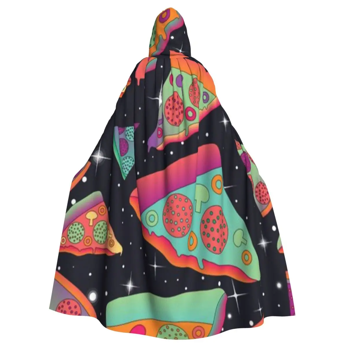 

Long Cape Cloak Colorful Pizza Hooded Cloak Coat Autumn Hoodies