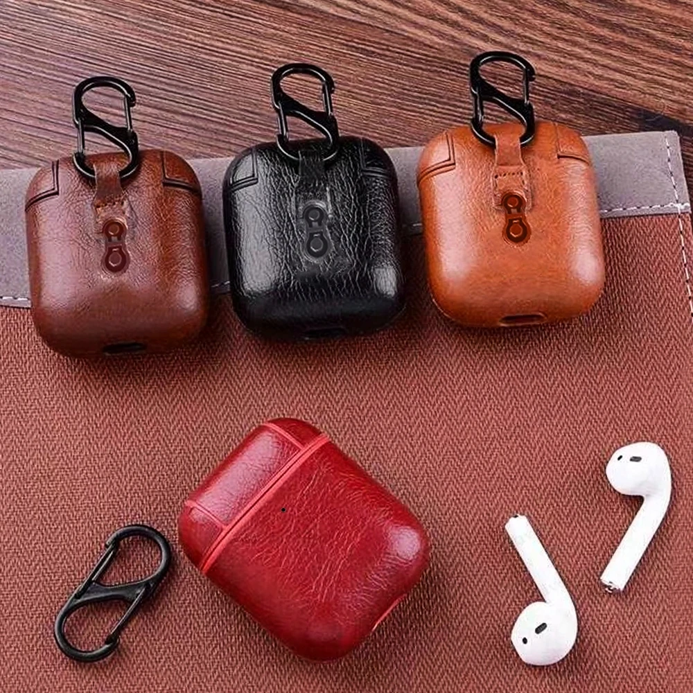 

Business Case For Apple Airpods 1 2 3 PC Leather Cover For Airpos pro 1 2 With Buttons Protective Headphone for Airpod 1 2 3 Pro