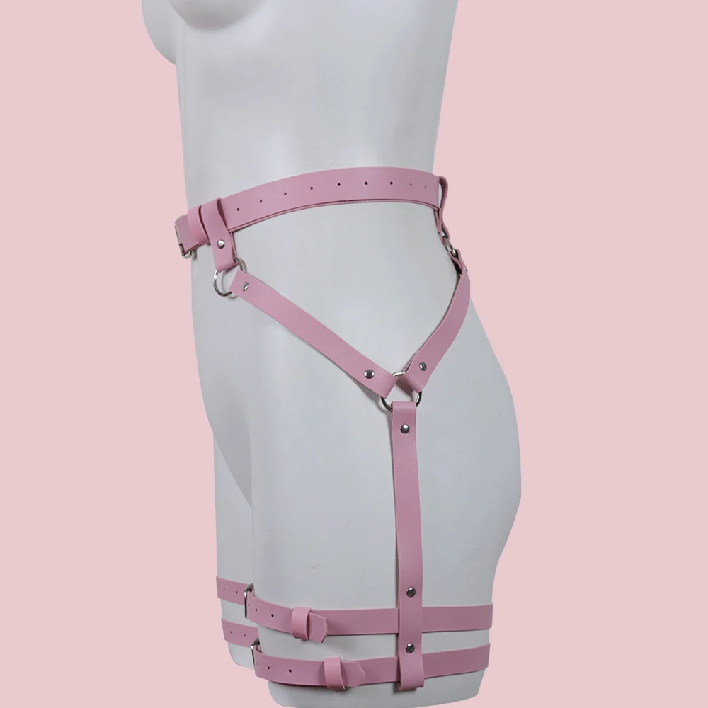 Розовый кожаный Клетчатый Ремень ремни для тела женское белье подтяжки бондаж в