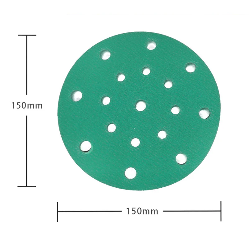 100 штук 6-дюймовой наждачной бумаги с 17 отверстиями круглая флокированная 150 мм