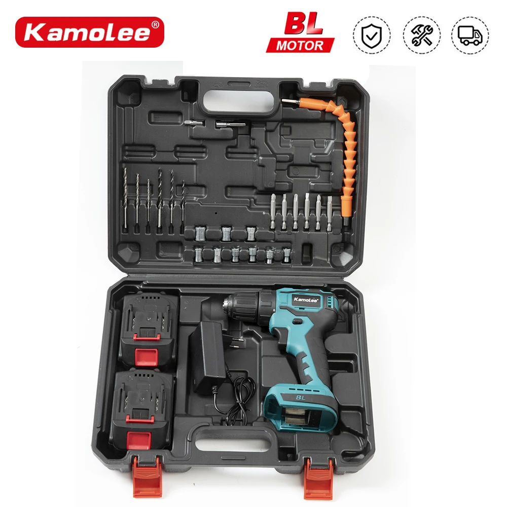 

Kamolee 10MM Brushless Electric Impact Drill Cordless Screwdriver Lithium Battery Charging Hand Drill For Makita 18V Battery