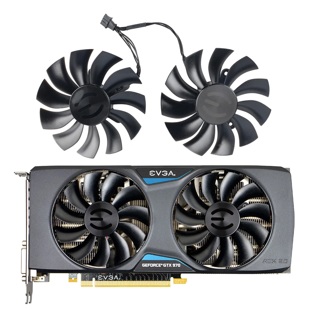 

Video Card Fan For EVGA GTX 970 PLA09215B12H 87MM GTX970 DC 12V 0.55A 4Pin Graphics Card Cooling Fan