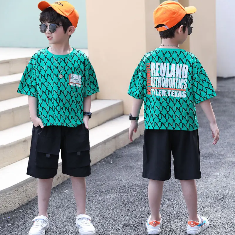 

2022 Fashion Sport Clothes Suits Kids Clothes Summer Print Boys T-Shirt + Shorts 2Pcs Set Boys Clothing 3 4 6 8 10 12 Year Old