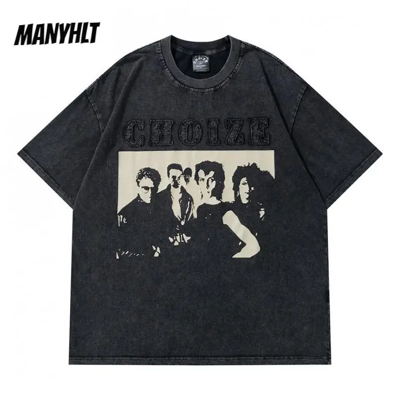 

Streetwear Vintage Embroidery Letter Print Punk Cotton Short Sleeve Mens Hip Hop Gothic T-shirt Tshirts 2022 Harajuku Tee Top
