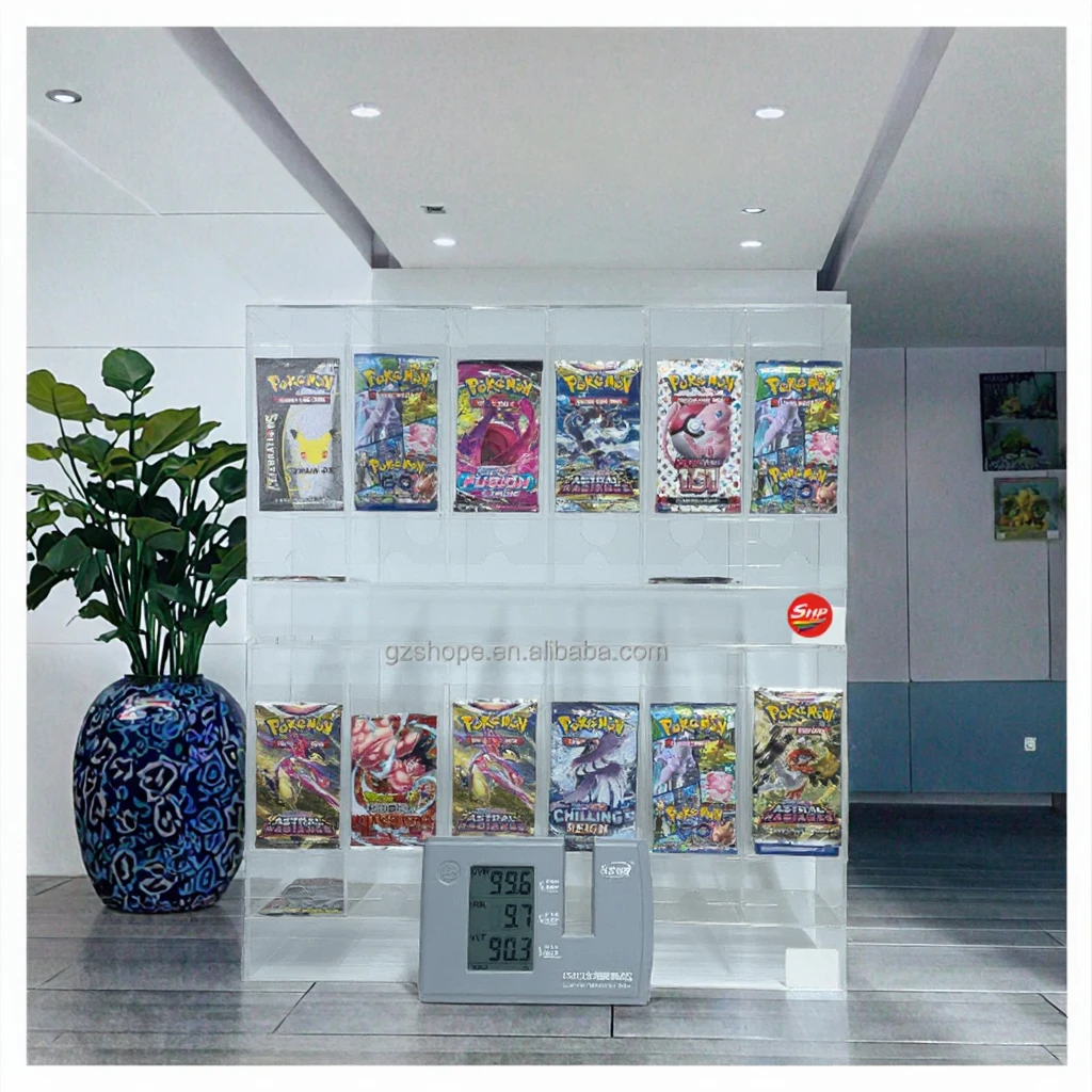 Фото Оптовый портативный прозрачный акриловый диспенсер для бустер-паков TCG с 6 слотами, акриловый держатель для игровых карт №2