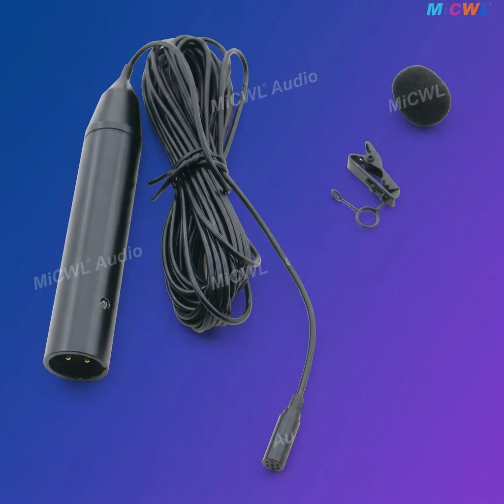 Фото Профессиональный петличный микрофон MiCWL XLR 3-контактный с фантомным питанием 48В для микшера, усилителя, предусилителя, кабель 5м №2