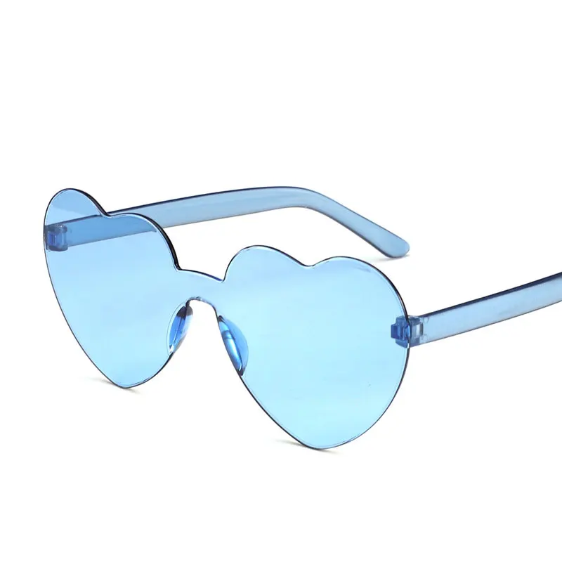 

Love Heart Sunglasses Women Brand Designer Rimless Frame Tint Clear Lens Colorful Sun Glasses Cat Eye Vintage Cheap Sun Glasses