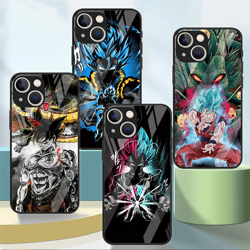 

Dragon Ball DBZ Goku Cute Glass Case For Apple iPhone 14 11 13 12 Pro XR X XS Max 13Pro 13Mini 14Plus Silicone Soft Phone Cover