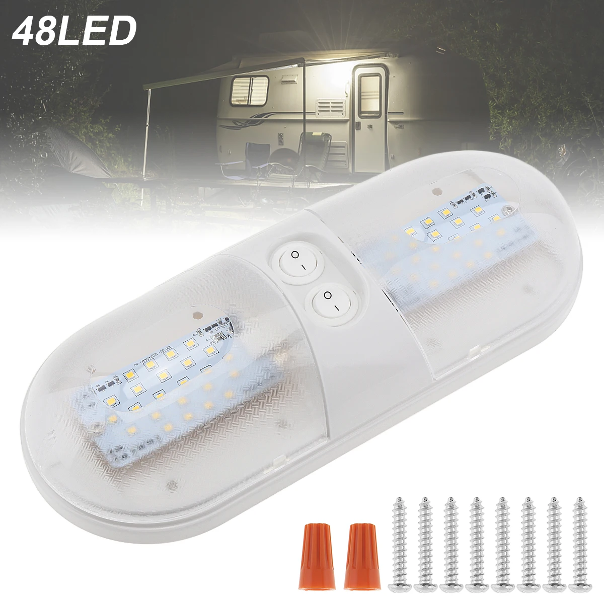 

Фонасветильник потолочный светодиодный, 800 лм, 4000-4500K, 48x SMD