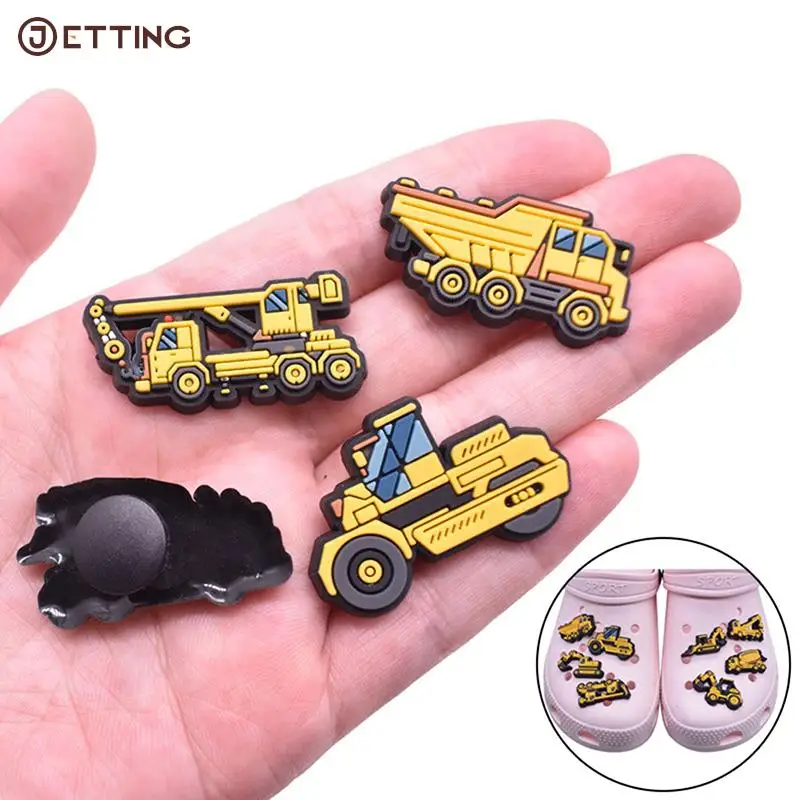 

10pcs Shoe Buckle Excavator Mixer Truck Shoe Charms Accessories Cool Sandals Shoe Buckle Decoration Fit Boys Man Shoes Buckle
