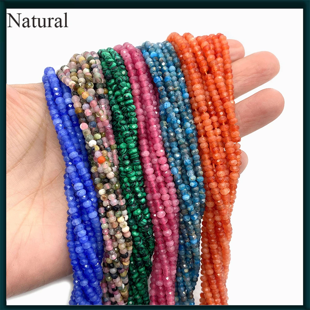 

Natural Stone Agate Amethyst Malachite Flat Bead Fashion Homemade DIY Necklace Earrings Bracelet Jewelry Accessories 2x3mm