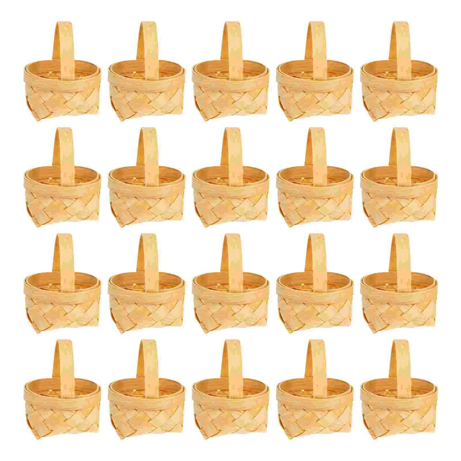

20 Pcs Picnic H Ornament Crafts Kids Big Easter Basket Wedding Basket Wood Chip Candy Hamper Small Gift Mini Willow Baskets