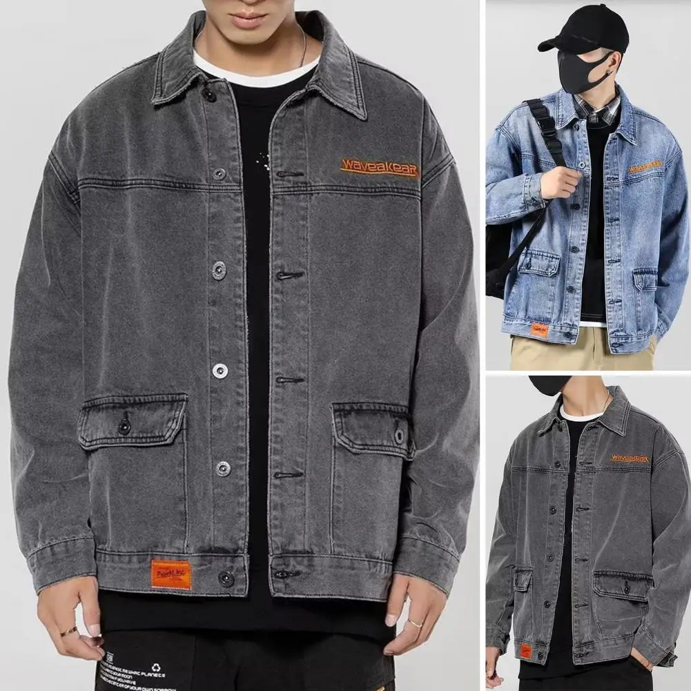 

Мягкая осенне-Весенняя джинсовая куртка с карманами