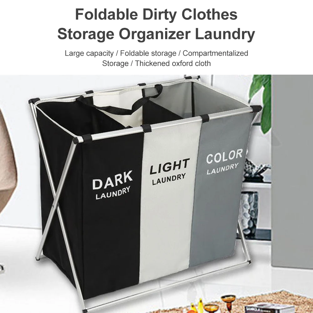 

Laundry Baskets Large Removable Bags Storage Basket Sorter Organizer for Dirty Clothes Hamper Foldable Frame Cloth Organization