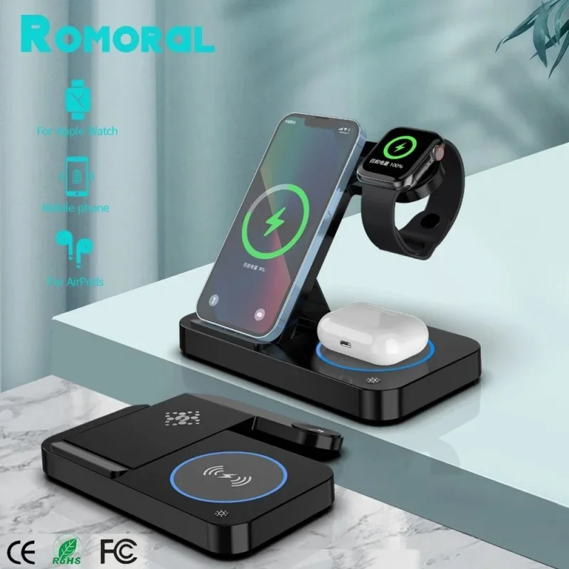 Док-станция для быстрой зарядки Apple Watch Qi индукционная станция iPhone 13 12 11 Airpods Pro Sumsang