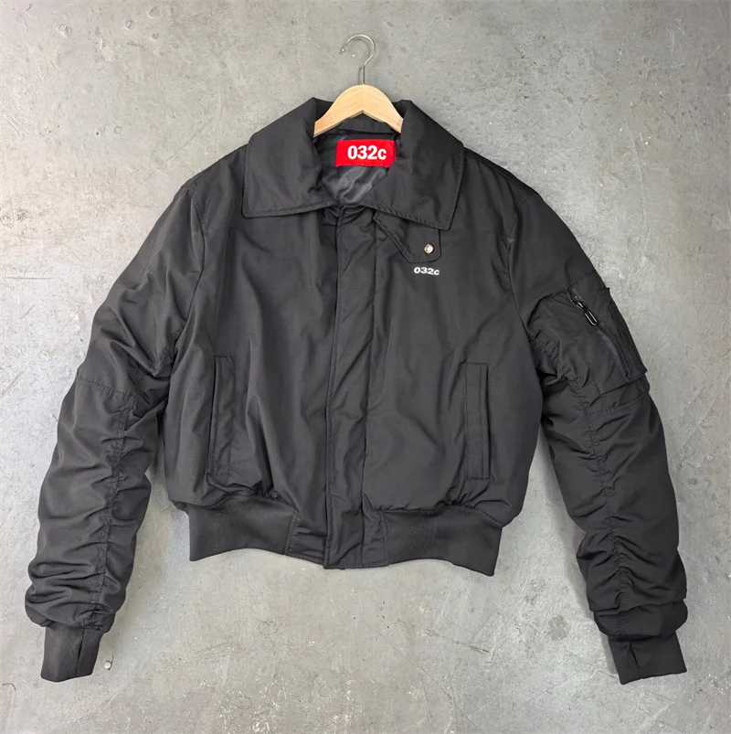 Новая черная куртка 032C короткая свободная повседневная зимняя мужская