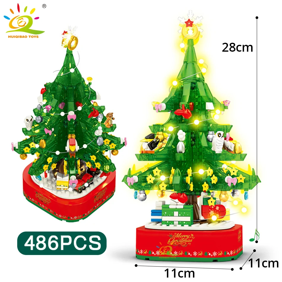 HUIQIBAO Санта Клаус рождественские серии строительные блоки с фигурами дерево Лось