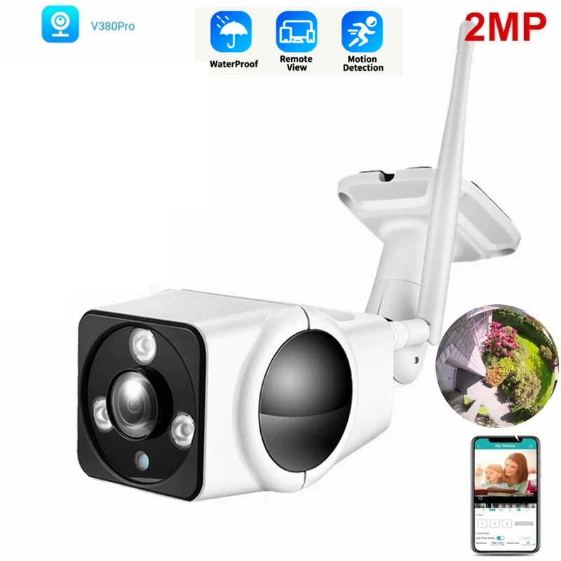 

2MP Bullet Wifi IP Camera Outdoor Wide Angle 360 Degree FishEye Panoramic Infrared Camera 2MP Waterproof Security WiFi Cam 1080P