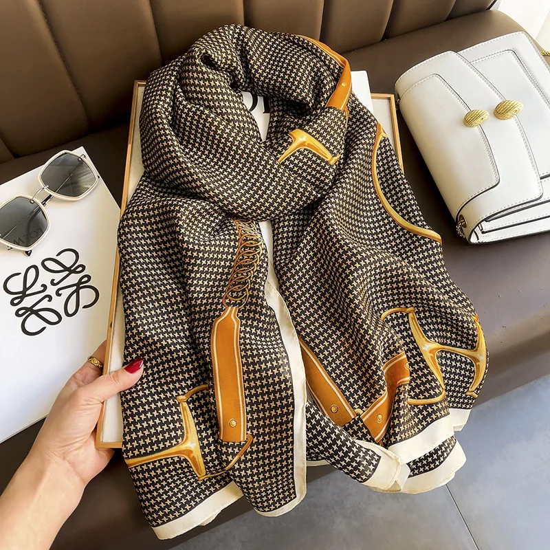 

Модные Роскошные брендовые качественные мягкие шарфы, шелковый шарф, Женская шаль 180*100 см, накидка, бандана, Женская Пашмина, шарф-пончо, Bufanda