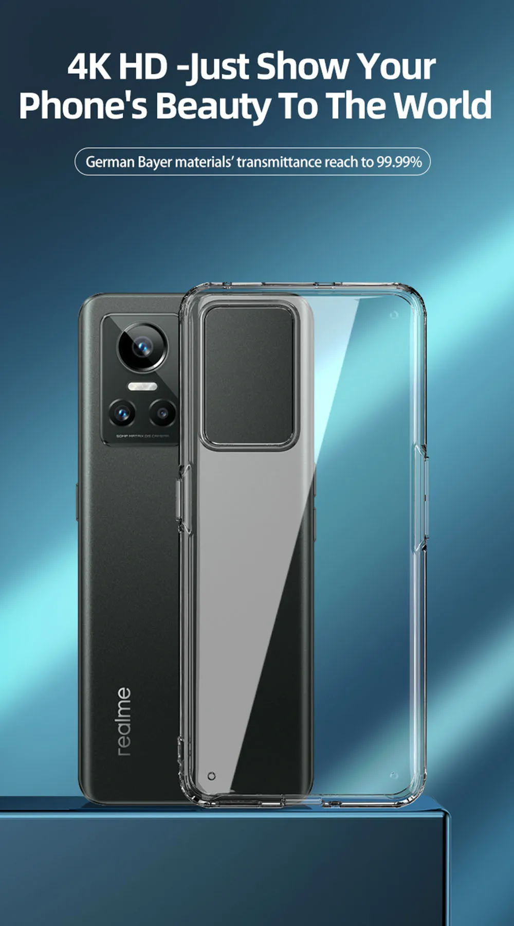 Najtaniej UFLAXE Odporny Na Wstrząsy Etui Do Realme GT Neo 3 WLONS Niemcy Bayer 4K HD Krystalicznie Czyste Tylna Pokrywa Anti-żółta Obudowa