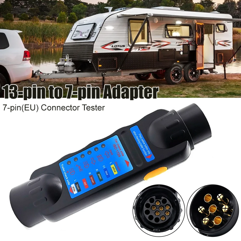 

12V 7Pin Car Trailer Tester Plug 7pin to 13pin Adapter RV Towing Light Cable Circuit Connector Tester Electrical Diagnostic Tool