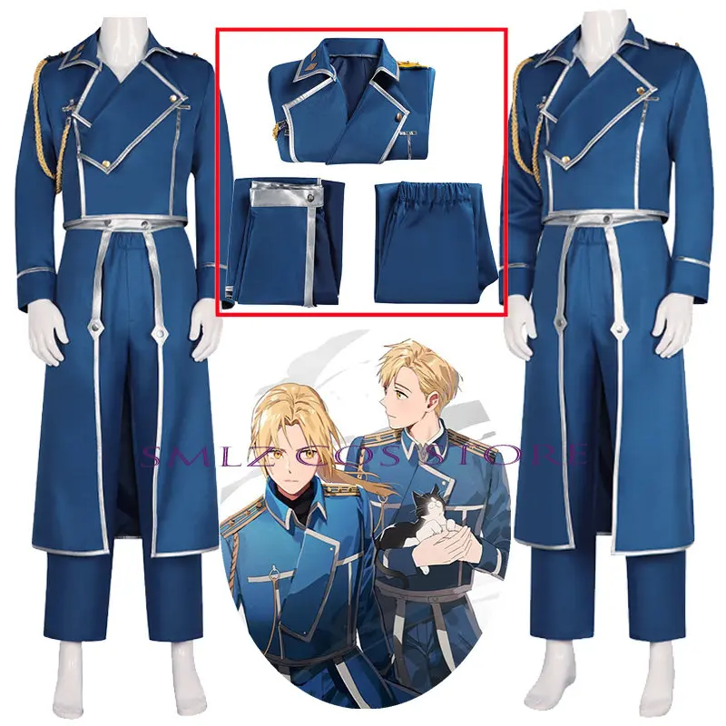 

Edward Elric Cosplay Anime Fullmetal Alchemist Cosplay Costume Men Roy Mustang Uniform Suit Halloween Party Clothing