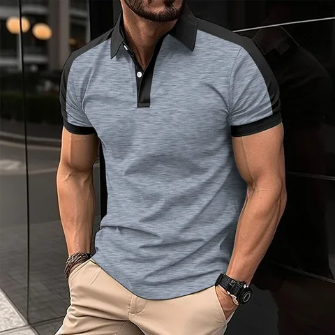 Мужская рубашка-поло хлопковая с коротким рукавом