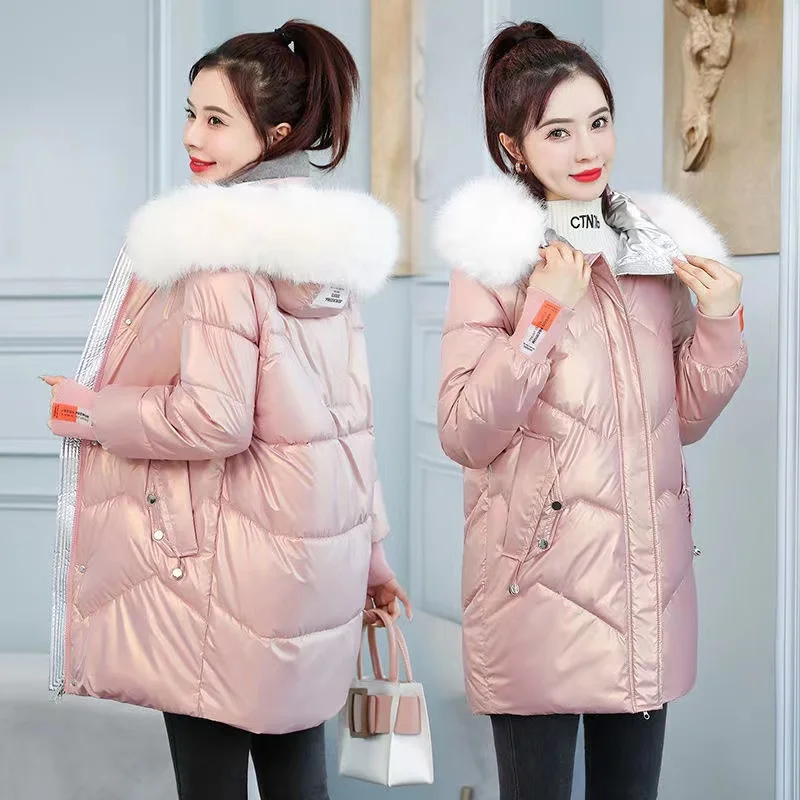 Women Winter Jacket Thick Warm Parkas Fur Collar Hooded Female Jacket Long Casual Cotton Padded Jackets Parka Outwear 2022 Coats