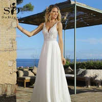 sodigne boho beach wedding dresses 2022 vneck sexy backless lace wedding gowns simple women party bridal dress