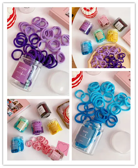 

50 Barreled Korean Version INS Style Simple Seamless Hair Rope Color Hair Ring High Elastic Head Rope Candy Color Rubber Band