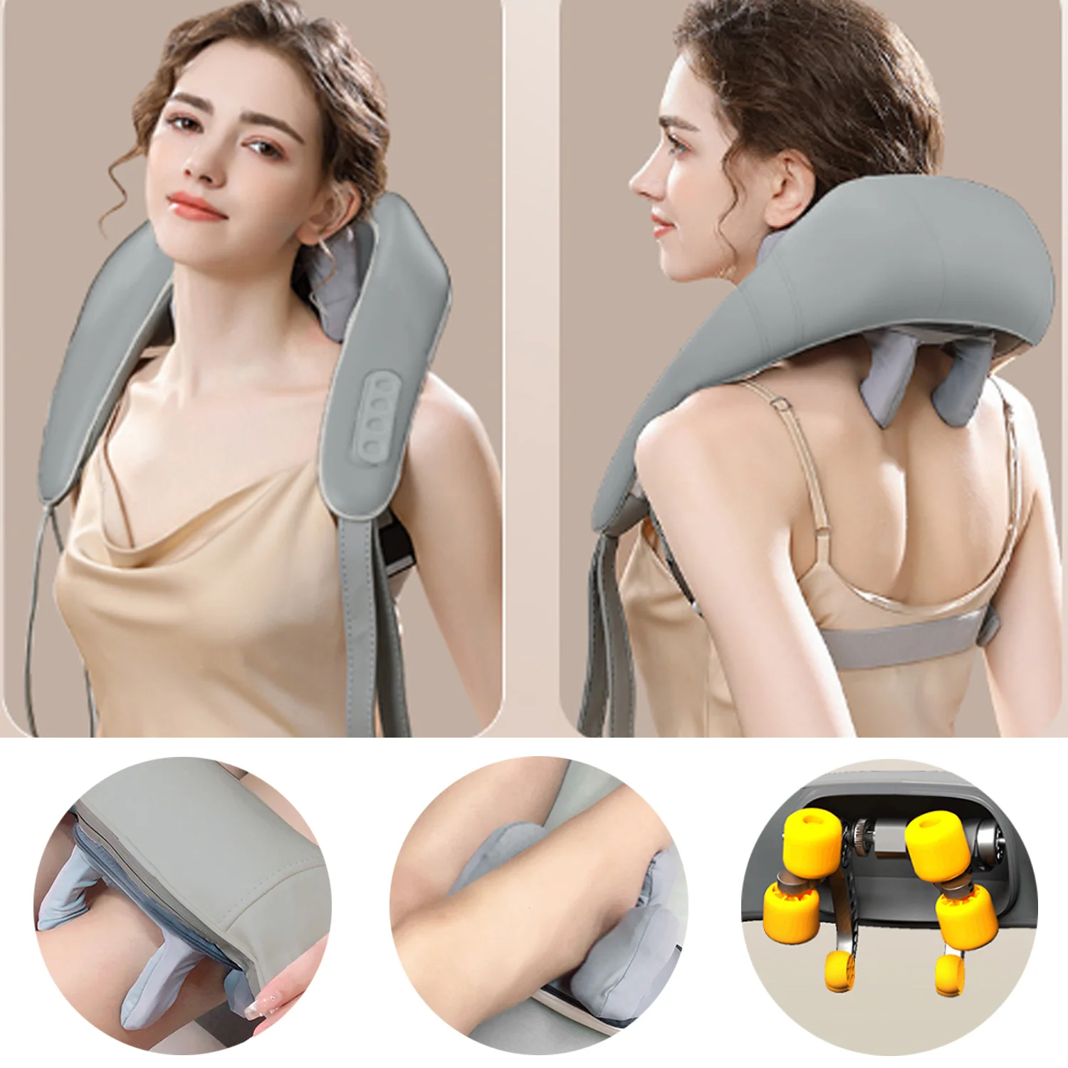 

Shiatsu Neck and Back Massager with Soothing Heat Wireless Electric Deep Tissue 5D Kneading Massage Pillow Shoulder Leg Body