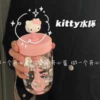 hello kitty cartoon clear water cup melody summer leak proof portable straw cup 3d cute plastic mixing cup
