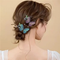 new womens bangs duckbill clip korean high end embroidered butterfly hairpin hair accessories girl niche retro hair accessories