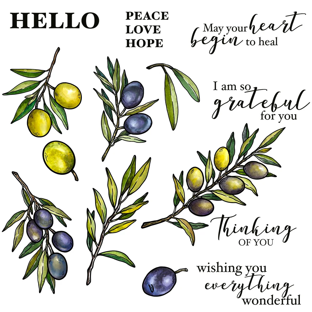 

Mangocraft Nature Olive Branches Metal Cutting Dies Clear Stamps DIY Scrapbooking Cut Dies Silicone Stamps For Cards Album Decor
