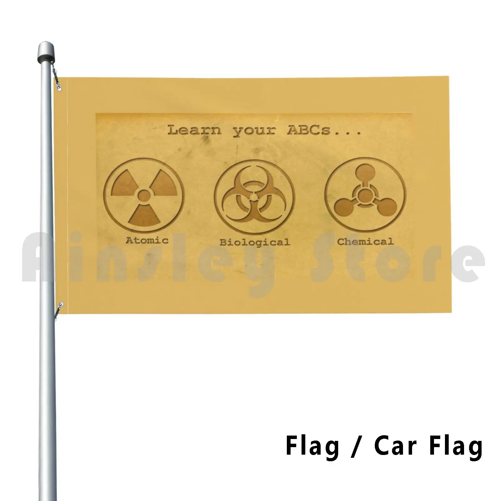 

Chemical Biological Atomic Flag Car Flag Funny Atomic Biology Chemical Danger Alert Caution