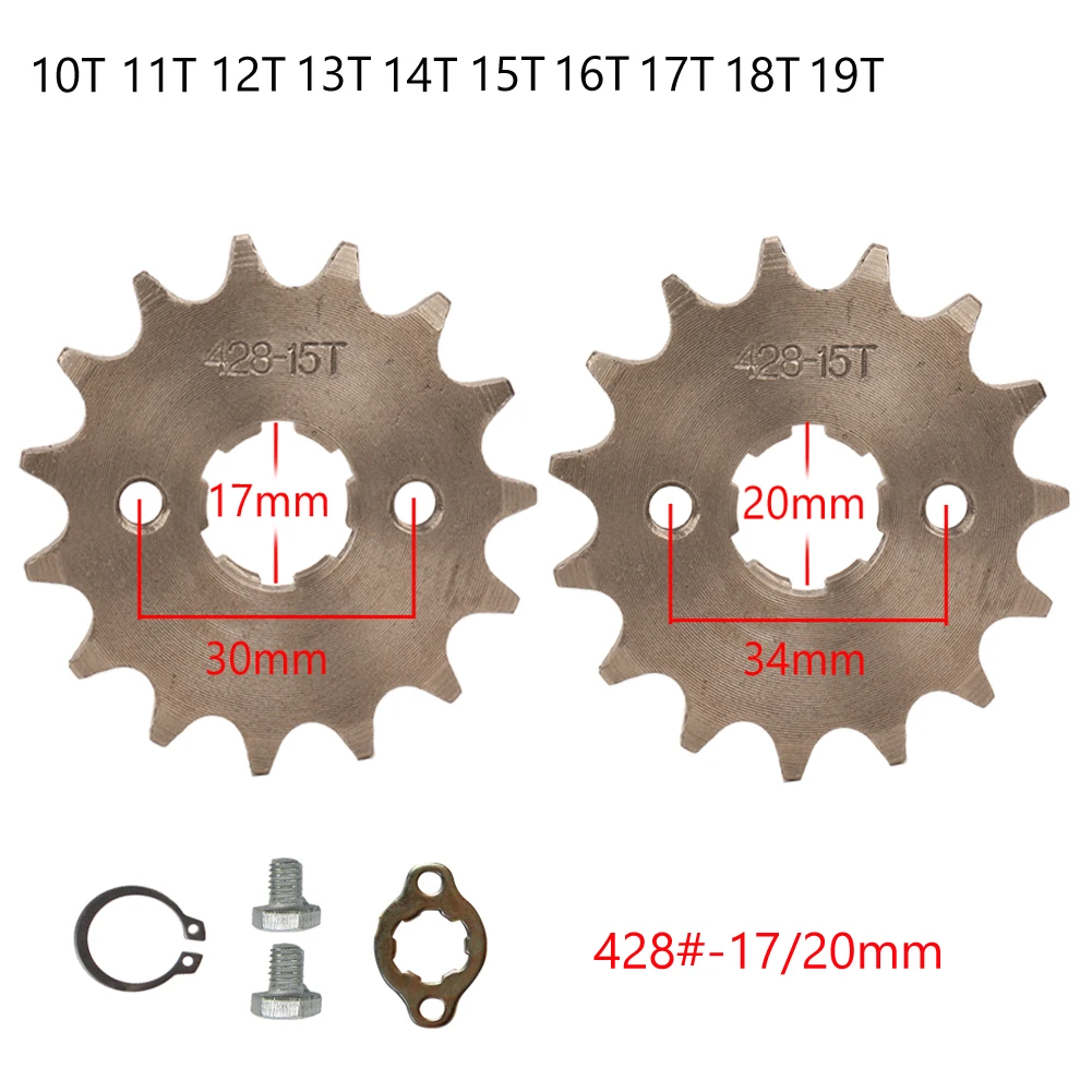 

17 20mm 10T-19T Front Engine Sprocket For KAYO BSE SSR SDG Dirt Pit Bike ATV Quad Go Kart Moped Scooter Motorcycle 428# Chain