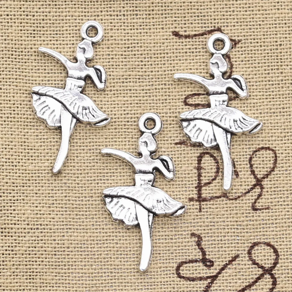 

12pcs Charms Ballet Dancer Girl 16x32mm Antique Silver Color Pendants Making DIY Handmade Tibetan Finding Jewelry