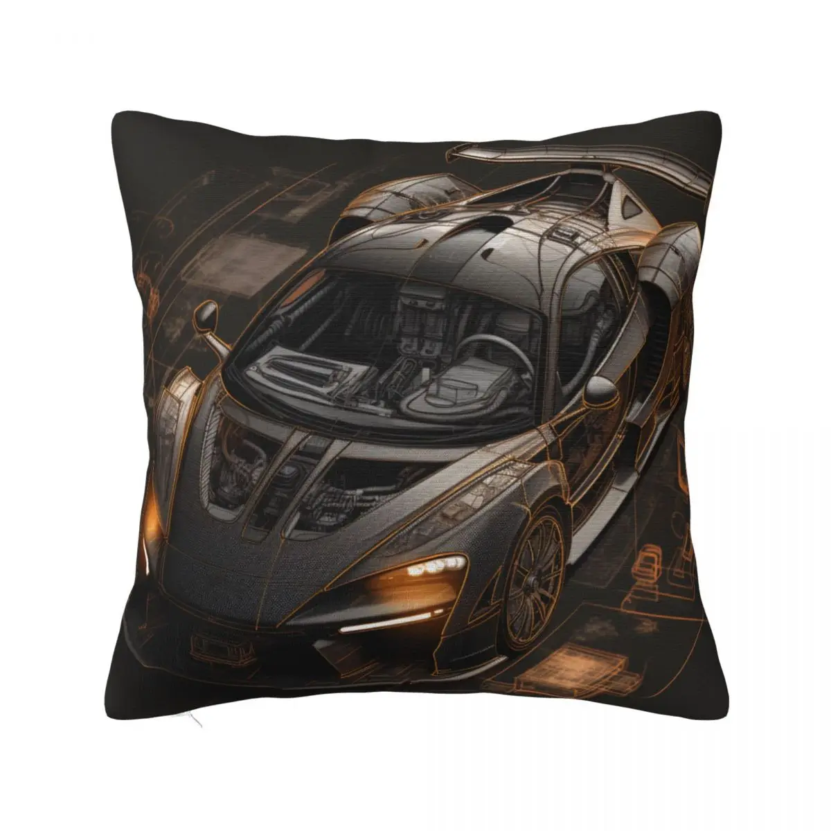 

Fantastic Sports Car Pillow Case Pencil Drawing Polyester Home Decor Pillowcase Zipper Spring Funny Cover