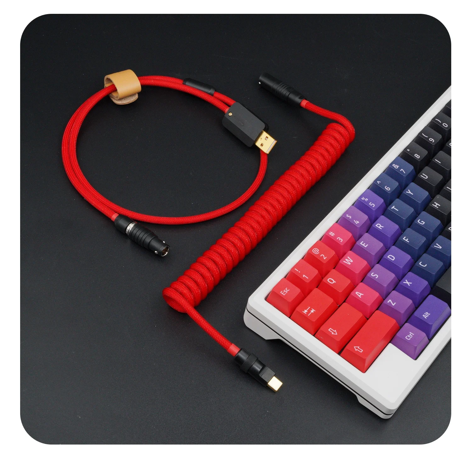 Spot GeekCable pure manual custom computer keyboard data line rear air plug black hardware braided red