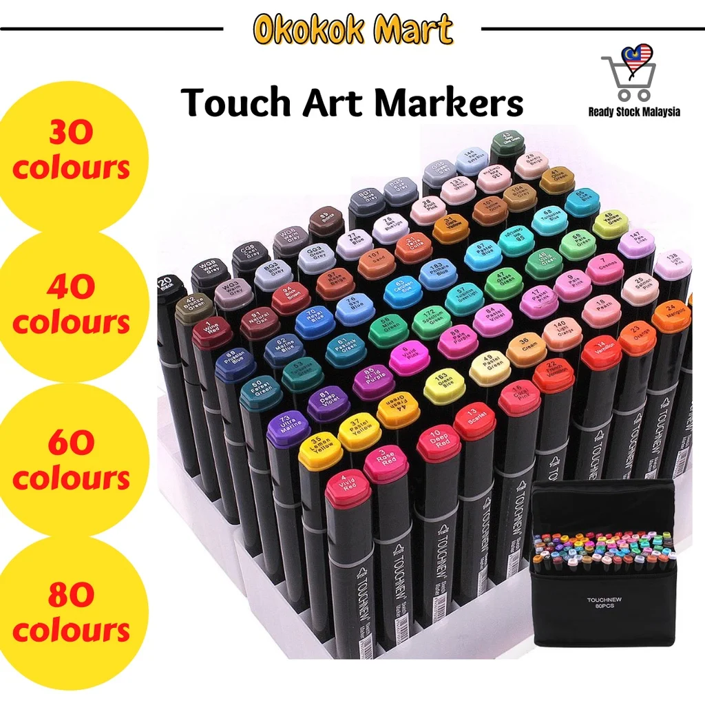 

Ready Stock Touch Art Markers Brush Pen Warna Drawing Art Supplies marker pen set Twin Tip Marker Pen color Pewarna