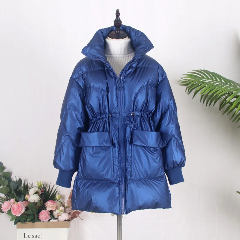 2022 New Ladies Casual Fashion Down Jacket White Duck Down Down Loose Waist Winter Warm Jacket Coat
