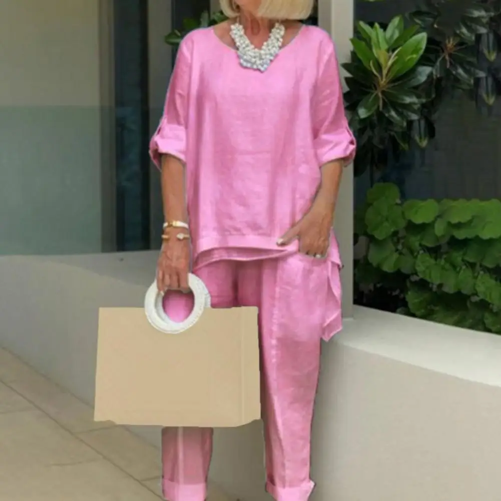 Футболка и штаны однотонные с асимметричным подолом комплект из футболки