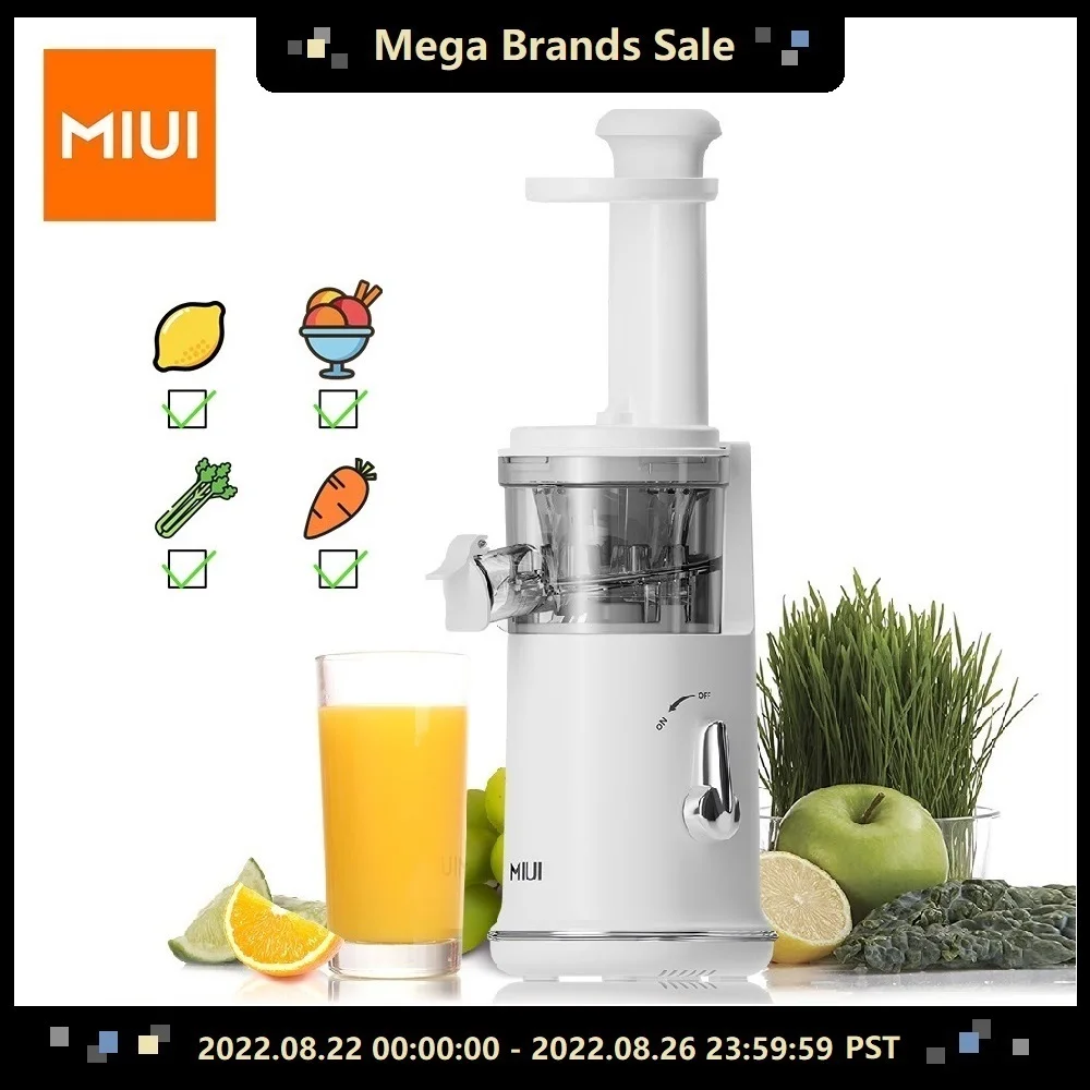 MIUI Petit Slow Juicer Portable Electric Juice Extractor Lemon Fruit Juice Maker Blender Easy Clean Can Make Ice Cream  Mini-Pro