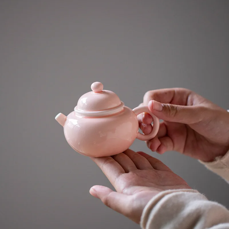 

Sitaozhai Pink Tea Set Small Pot Dehua Ceramic Small Product Pot Soaking Tea Pot Jade Porcelain Antique Pot Household Tea Pot Wh