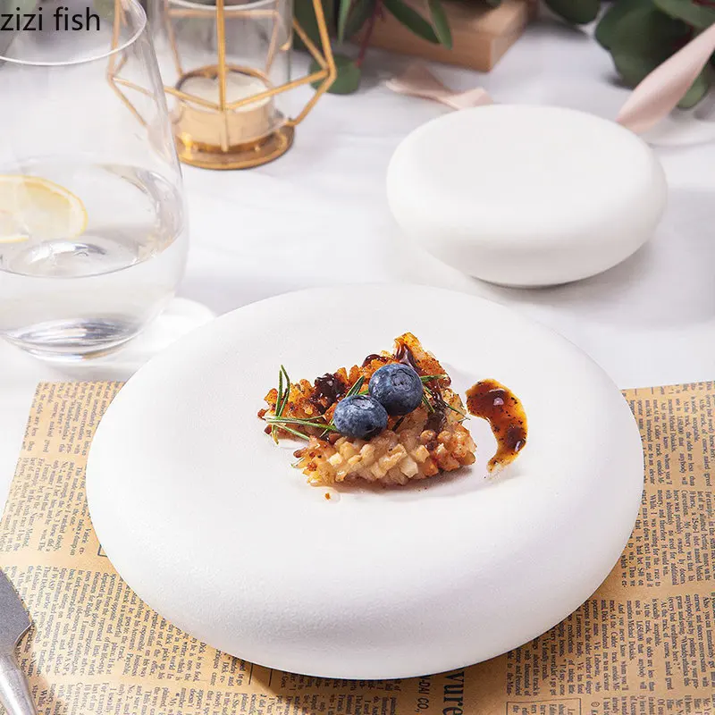 

Ceramic Snack Steak Plates Plate Household Plates Plates Dinner Restaurant Dessert Plate Creative Circular Utensils Cooking