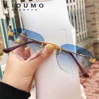 lioumo design rimless sunglasses women gradient glasses men fashion luxury eyewear gold frame unisex uv400 lentes de sol hombre
