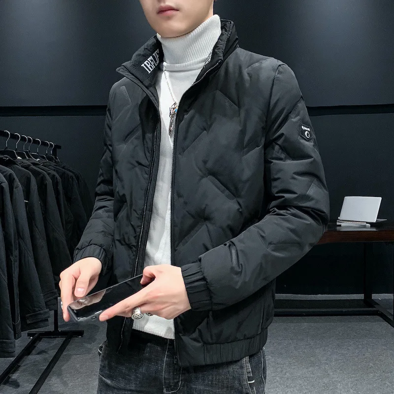 Winter Men Down Jacket Short Lightweight Warm Overalls Loose Casual Coat